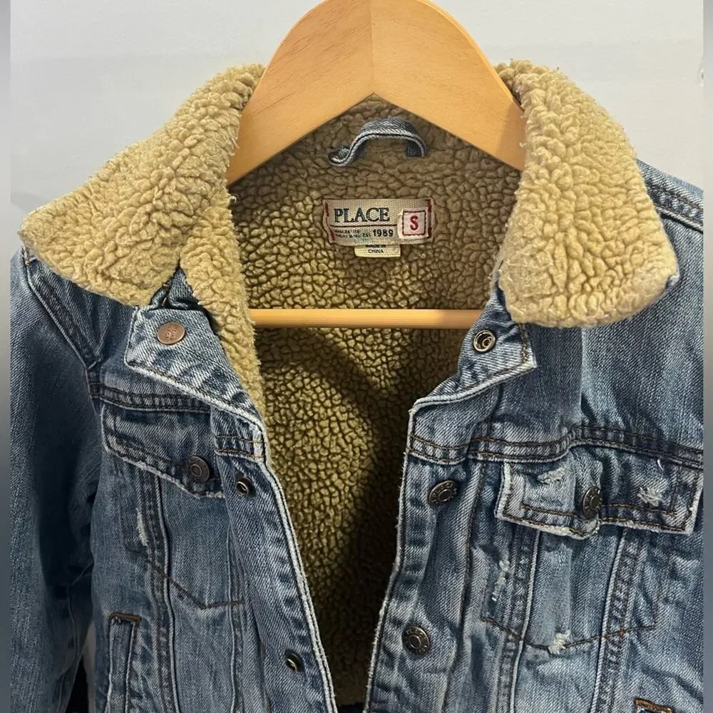 Children’s Place Sherpa Lined Denim Jacket Size‎ Small